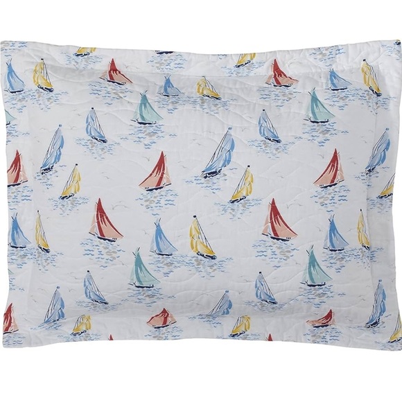 NIP Laura Ashley Twin Quilt Set Cotton Reversible with Sham (Ahoy Blue, Twin) - Picture 3 of 9